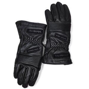 Olympia Wind Tex Black Leather Motorcycle Gloves Stacked Knuckles L